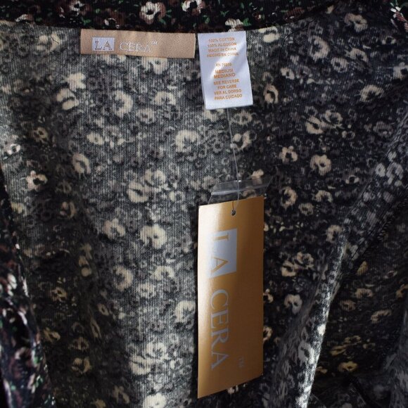 Vintage La Cera Corduroy Floral Dress NEW - M - Picture 11 of 12